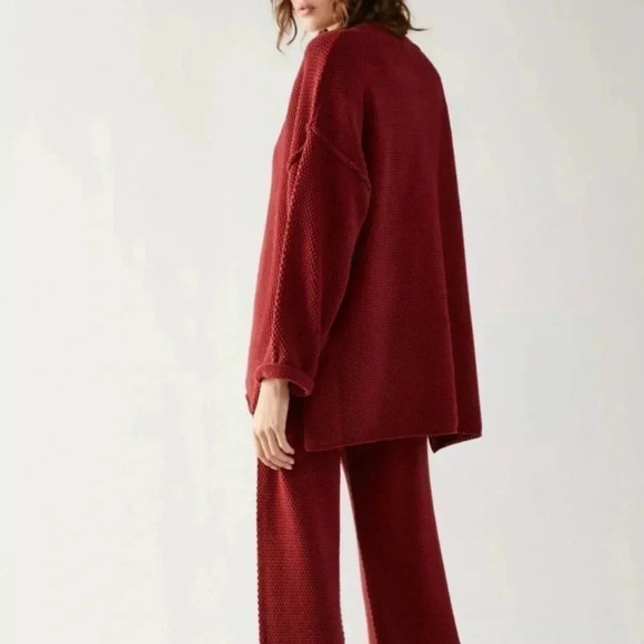 NWT Free People Hailee Sweater Set Two Piece Matching Pants in Red FP Beach - Picture 3 of 12